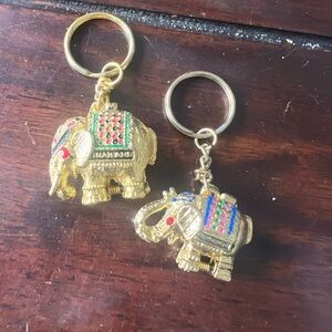 Gold Elephant Keychains with Colorful Accents